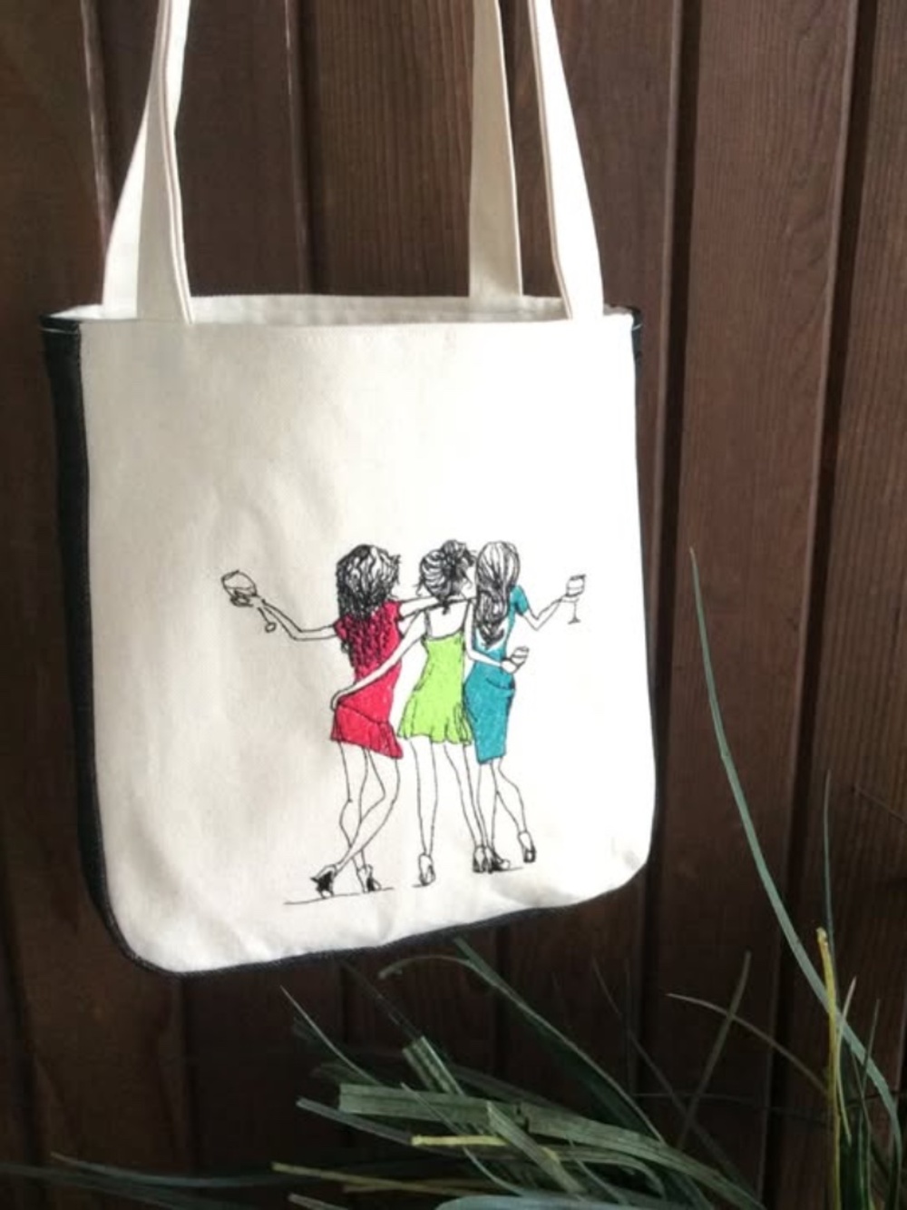 Small Tote Bag Friends Wine. Custom Made. Made in Canada